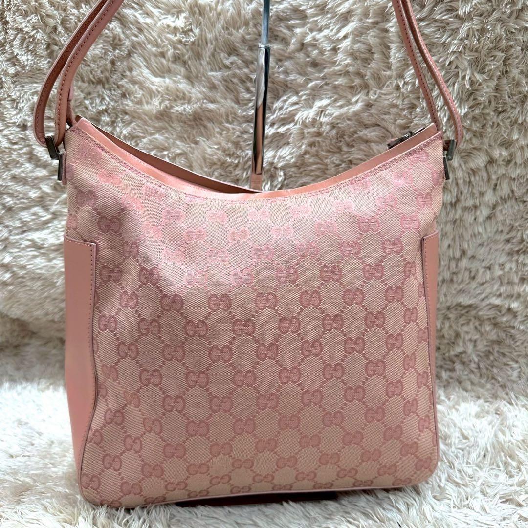 美品】GUCCI GGパターン ワンショルダーバッグ ピンク キャンバス