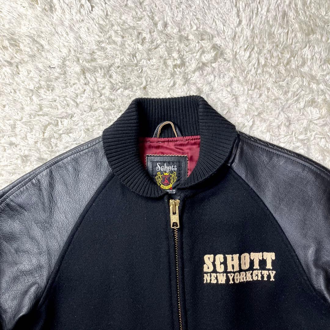 極美品/茶芯✨ショット ファラオジャケット レザー スタジャン 切替