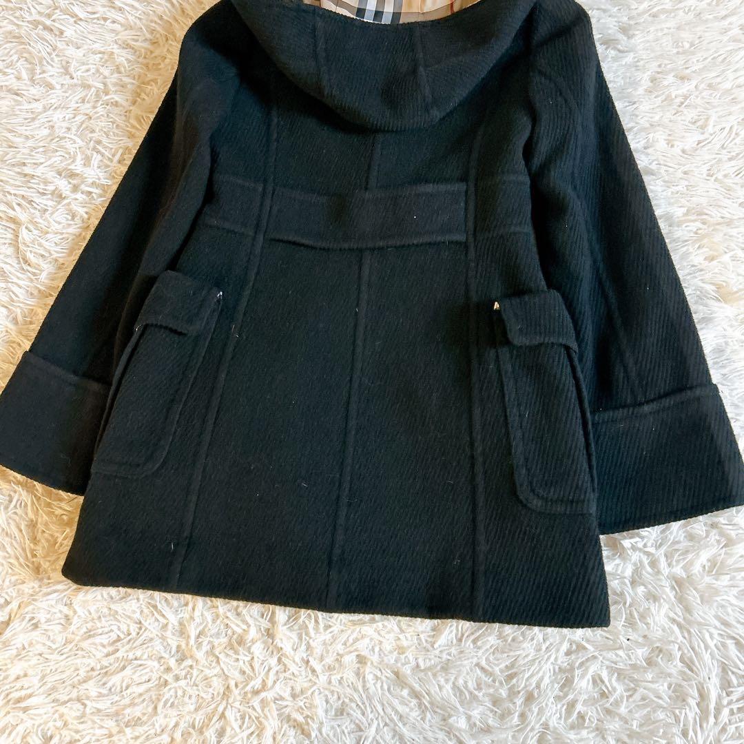 美品 バーバリーブルーレーベル ロングコート38 アンゴラ メガチェック