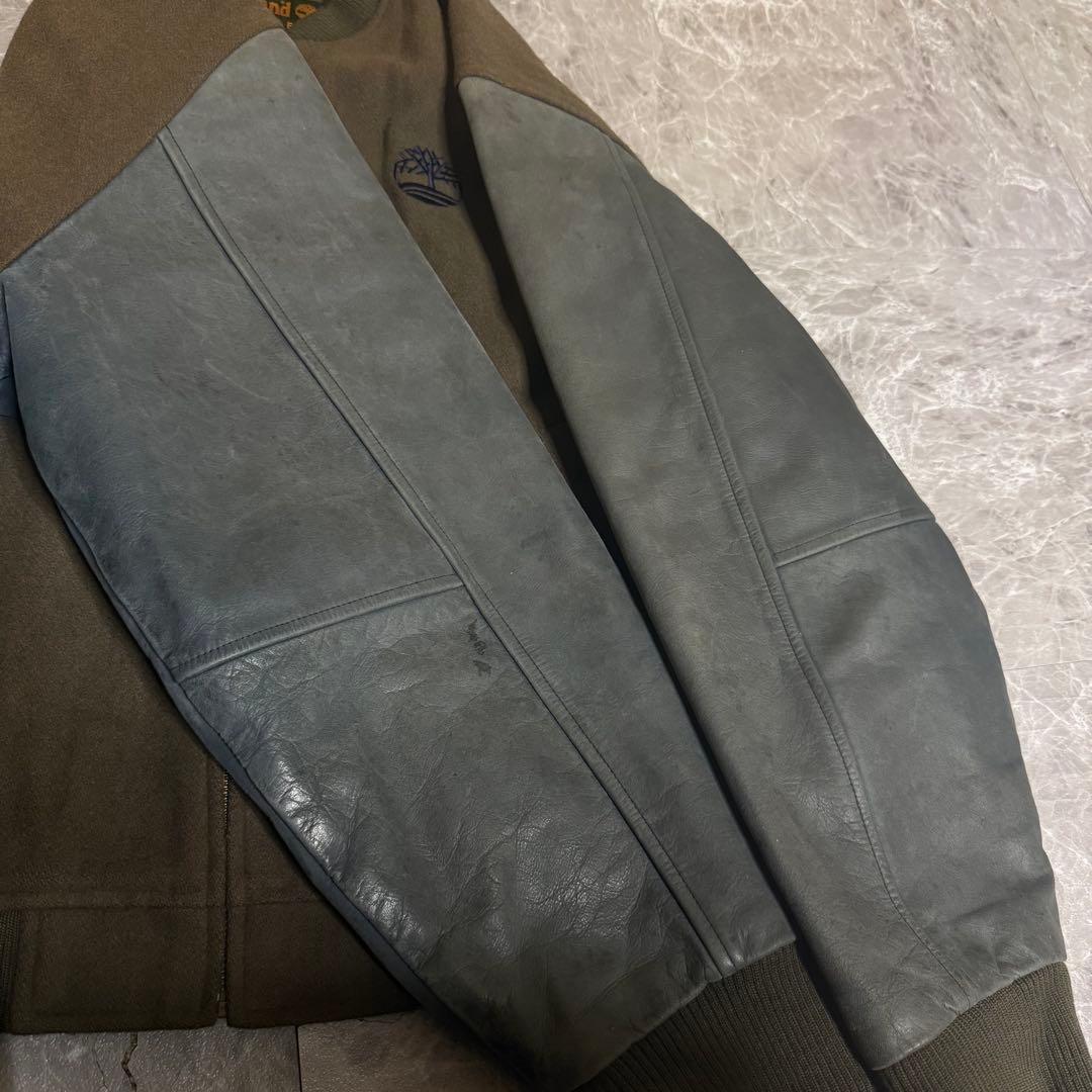 Timberland スタジャン レザー 本革 ワッペンロゴ 中綿入り 90s - メルカリ