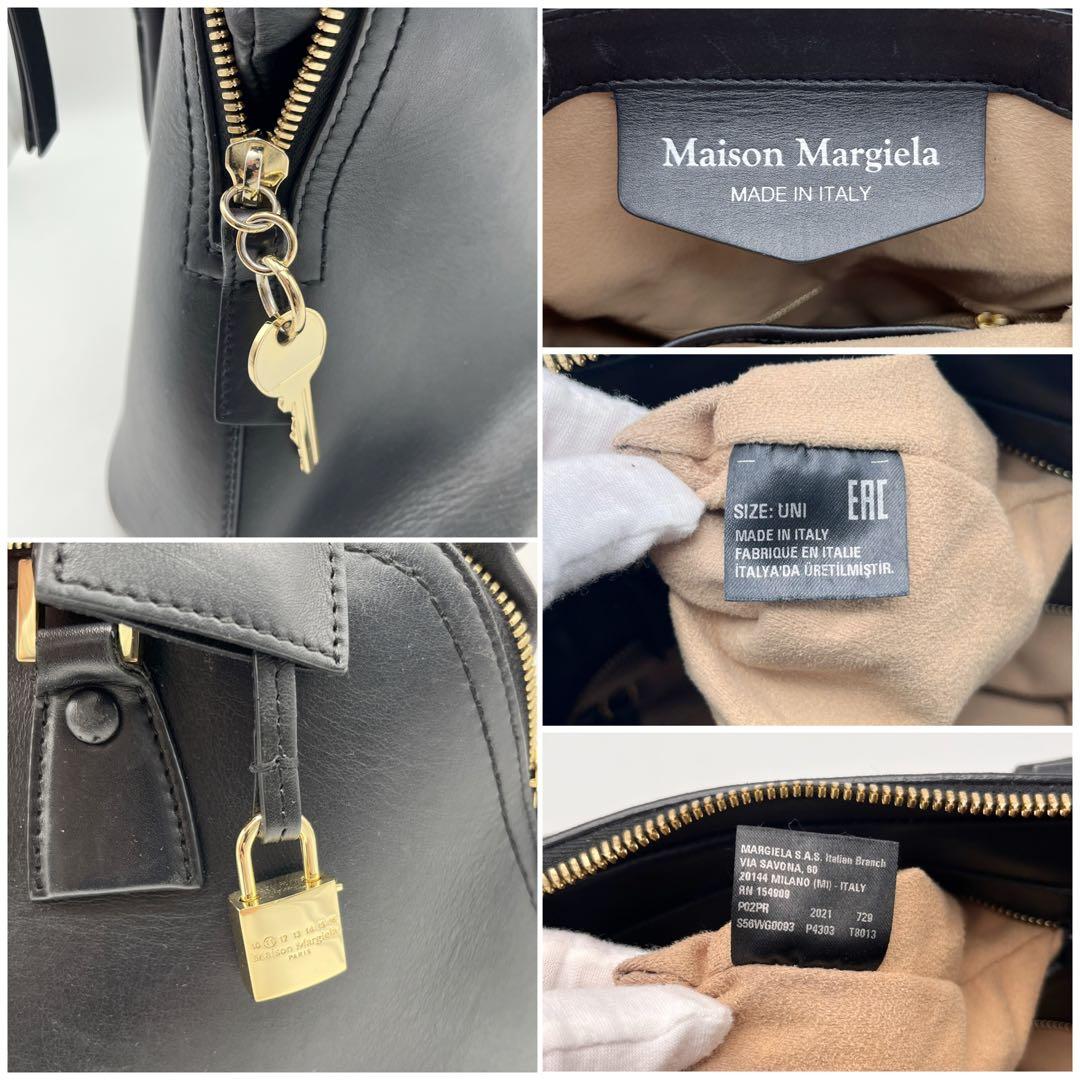 メゾンマルジェラ 5AC ハンドバッグ レザー 鍵 チャーム ミディアム 黒