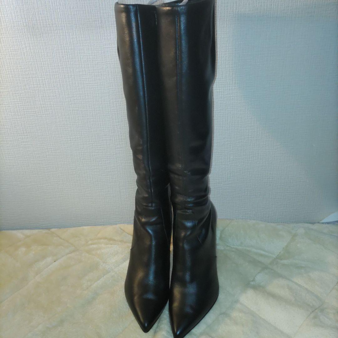 銀座ダイアナ 本革 ロングブーツ UL 人気完売モデル 黒 24.5 美脚