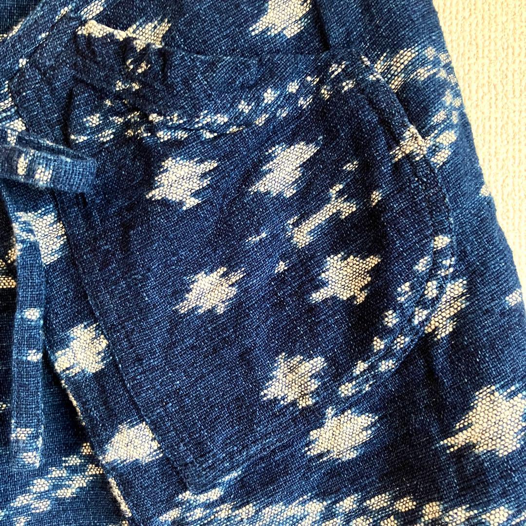 sorairo様専用☆うさとの服 藍染風・ヘンプ混 イカパンツ／巻き