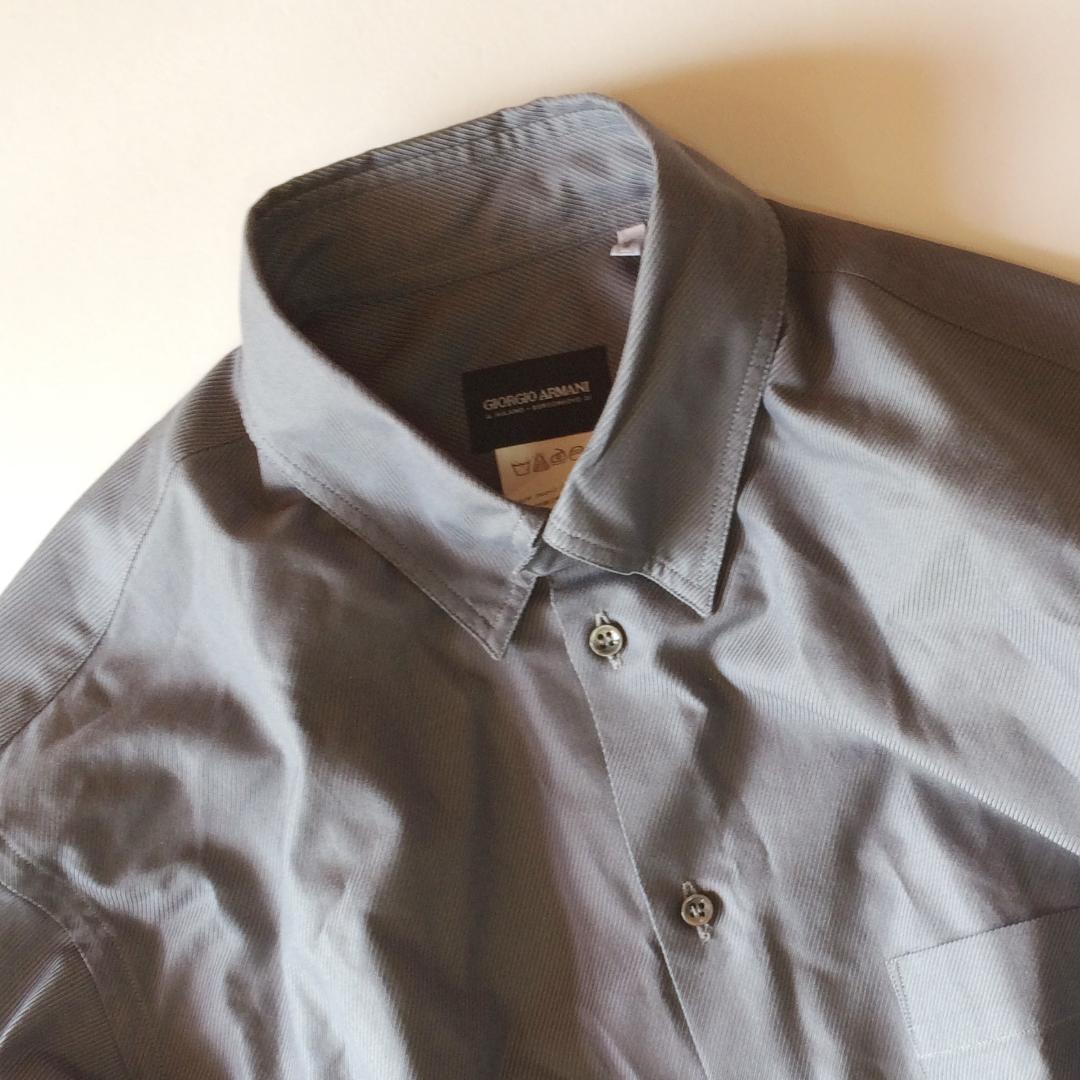 ジョルジオアルマーニ 長袖シャツ 織り柄 グレー コットン 41