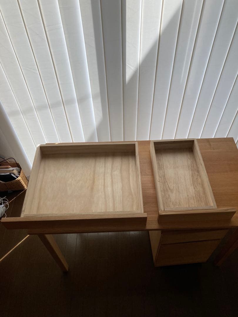 直接手渡し) 廃盤 無印良品 タモ材 デスク キャビネット チェア 3点