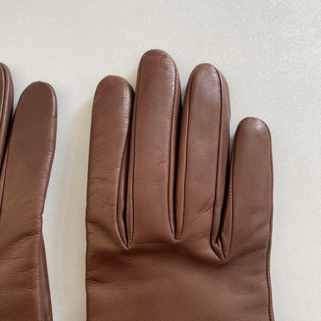 美品 セルモネータ レザーロンググローブ ブラウン 革手袋 サイズ7