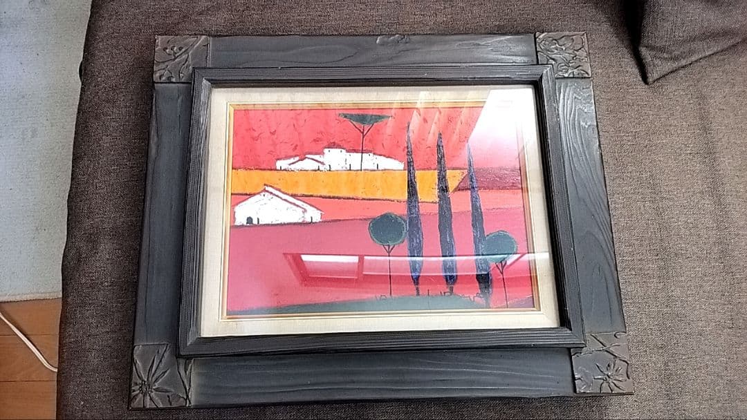 真作　ロジェ ボナフェ 農家の松と離れた納屋 4F 油彩画 真作 ロジェ ボナフェ 農家の松と離れた納屋 4F 油彩画 真作 ロジェ