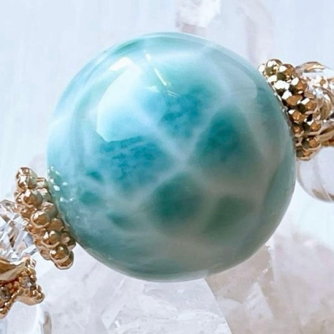 ラリマー 大玉18.3mm＆六芒星・ハート水晶キラキラ✧*。天然石