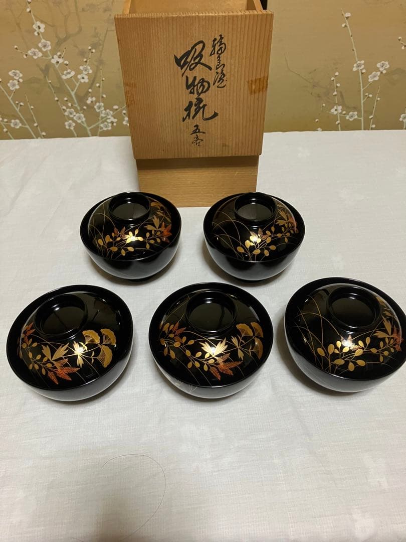 美品 輪島塗り 吸物碗 5客セット 箱付 - メルカリ