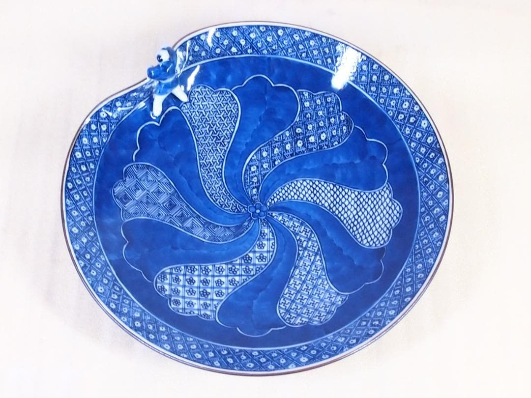 未使用】京焼/清水焼 平安徳泉造 祥瑞 染付一閑人 盛鉢 盛