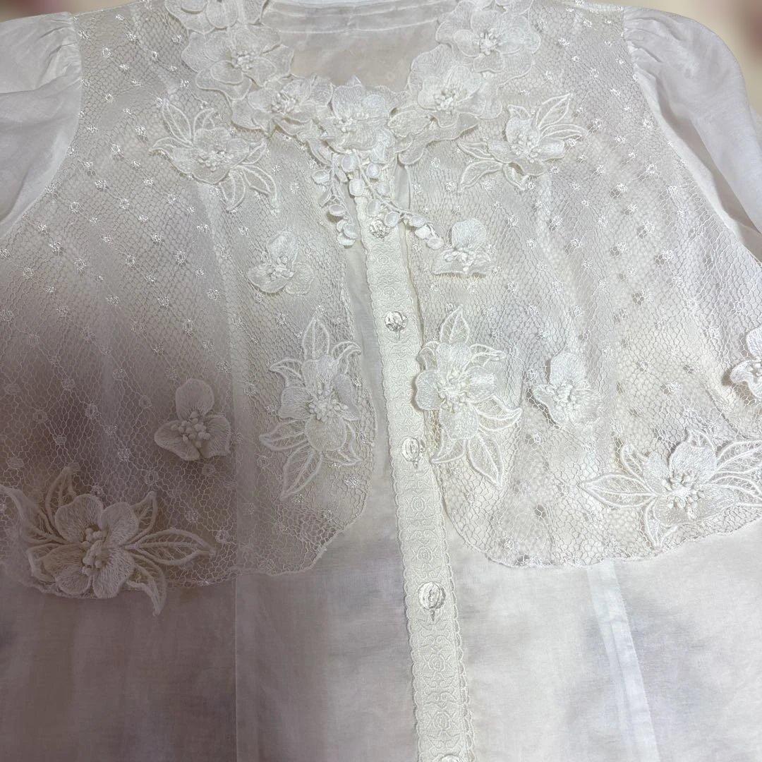 アトリエまりこ♡綿ローン♪レース＆お花のブラウス・ノンノンドール