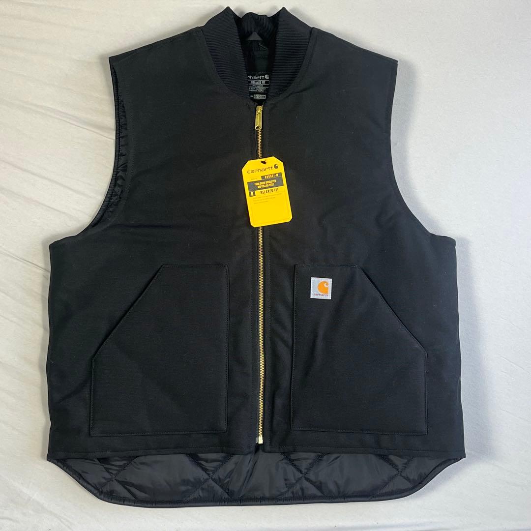Carhartt ダック地 中綿ワークベスト ブラック XL 新品タグ付き Carhartt カーハート ダック地 ワークベスト メンズXL相当 古着