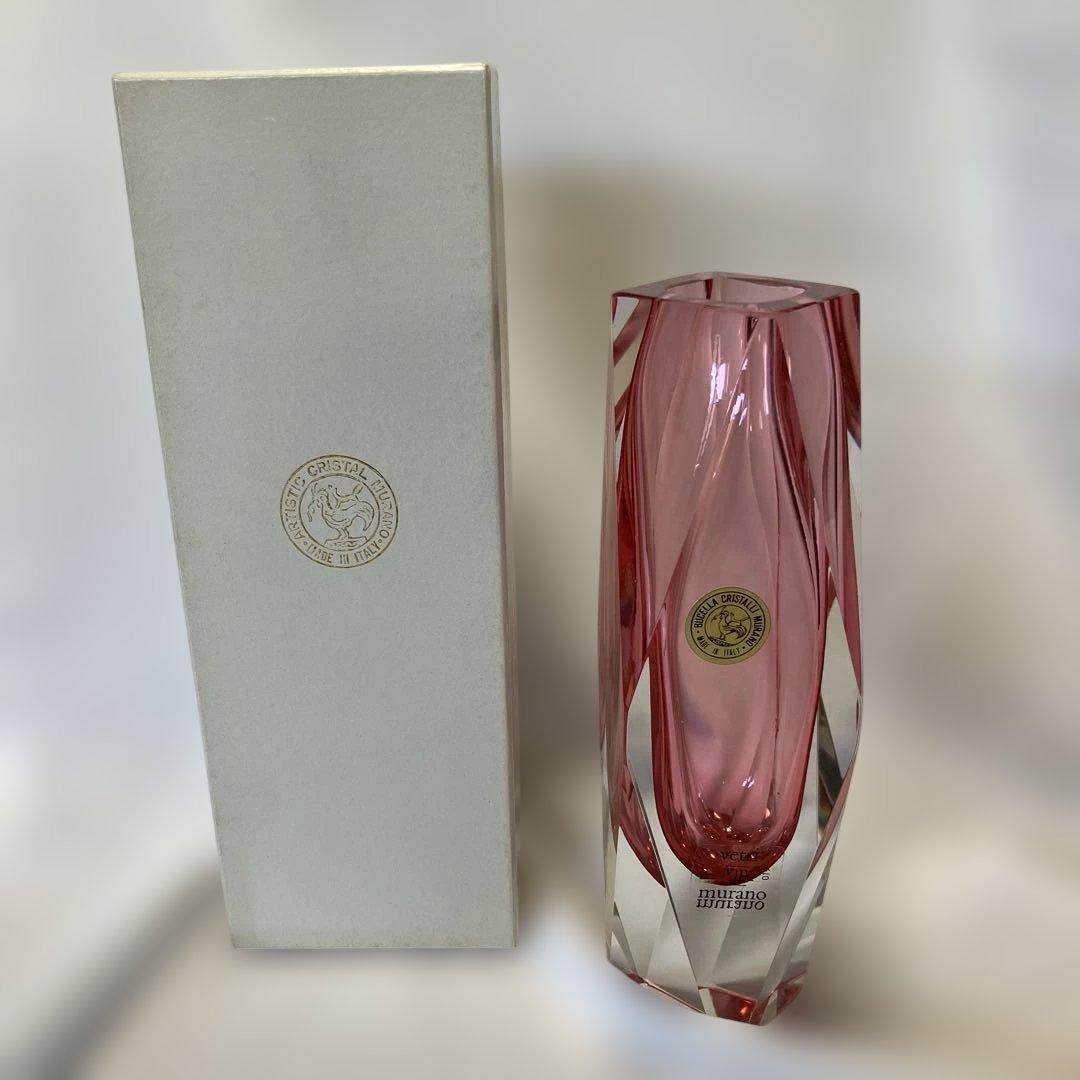 ムラーノ MURANO ヴィンテージ フラワーベース 花瓶 ピンク ムラノ