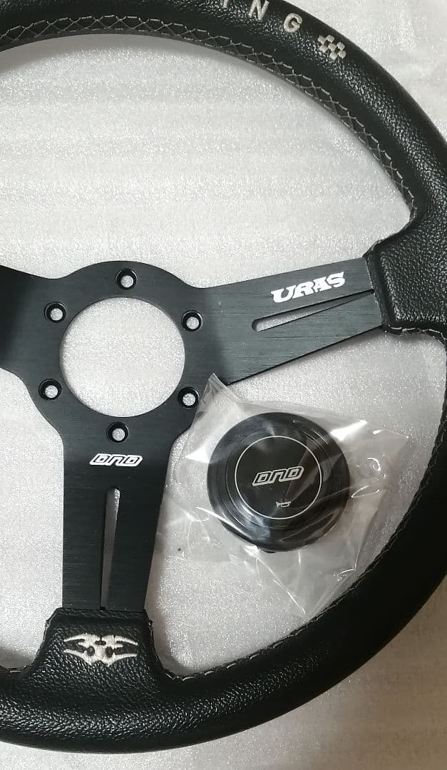 URAS ブラックレザー ステアリング 3スポーク - メルカリ