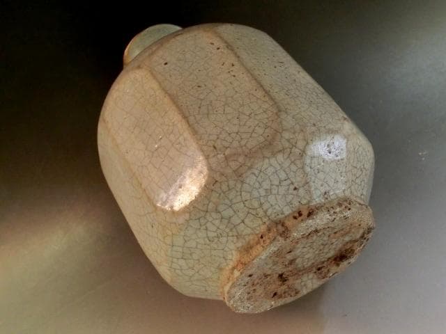 花瓶□李朝白磁貫入面取瓶 金継ぎ直し 花器 古玩 唐物 中国 時代物