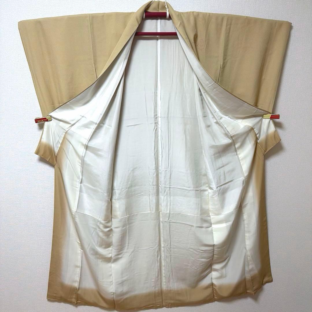 25 付け下げ訪問着フルセット 正絹 ベージュ 薄茶 総刺繍 相良刺繍 暈