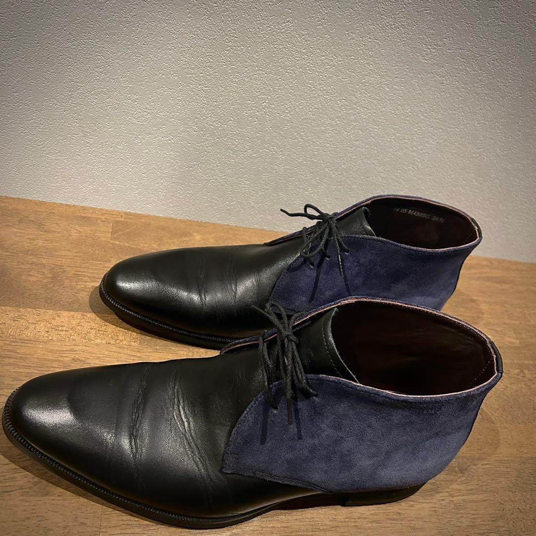 マドラス ゴアテックス チャッカブーツ 26.5cm 黒 紺 本革 M4505G