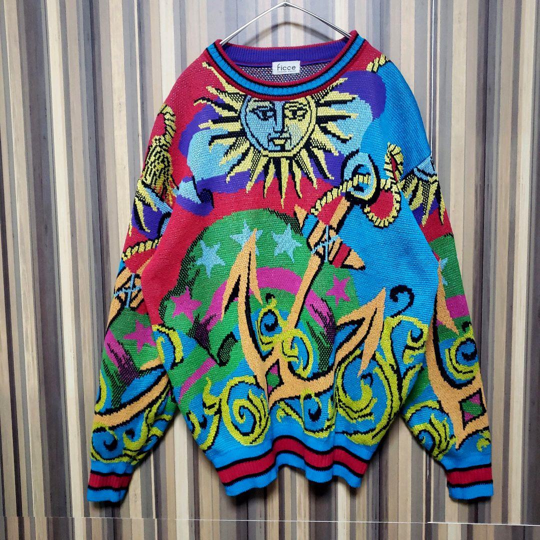 希少【ficce】フィッチェ 90s ヨシユキ コニシ マルチカラー セーター