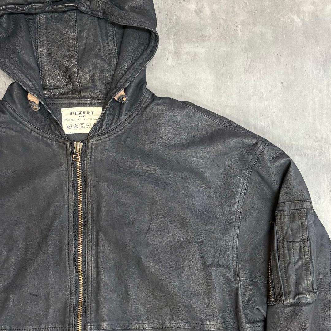 80s 初期タグ DEZERT デザート レザージップアップフーディ 田口 成彦