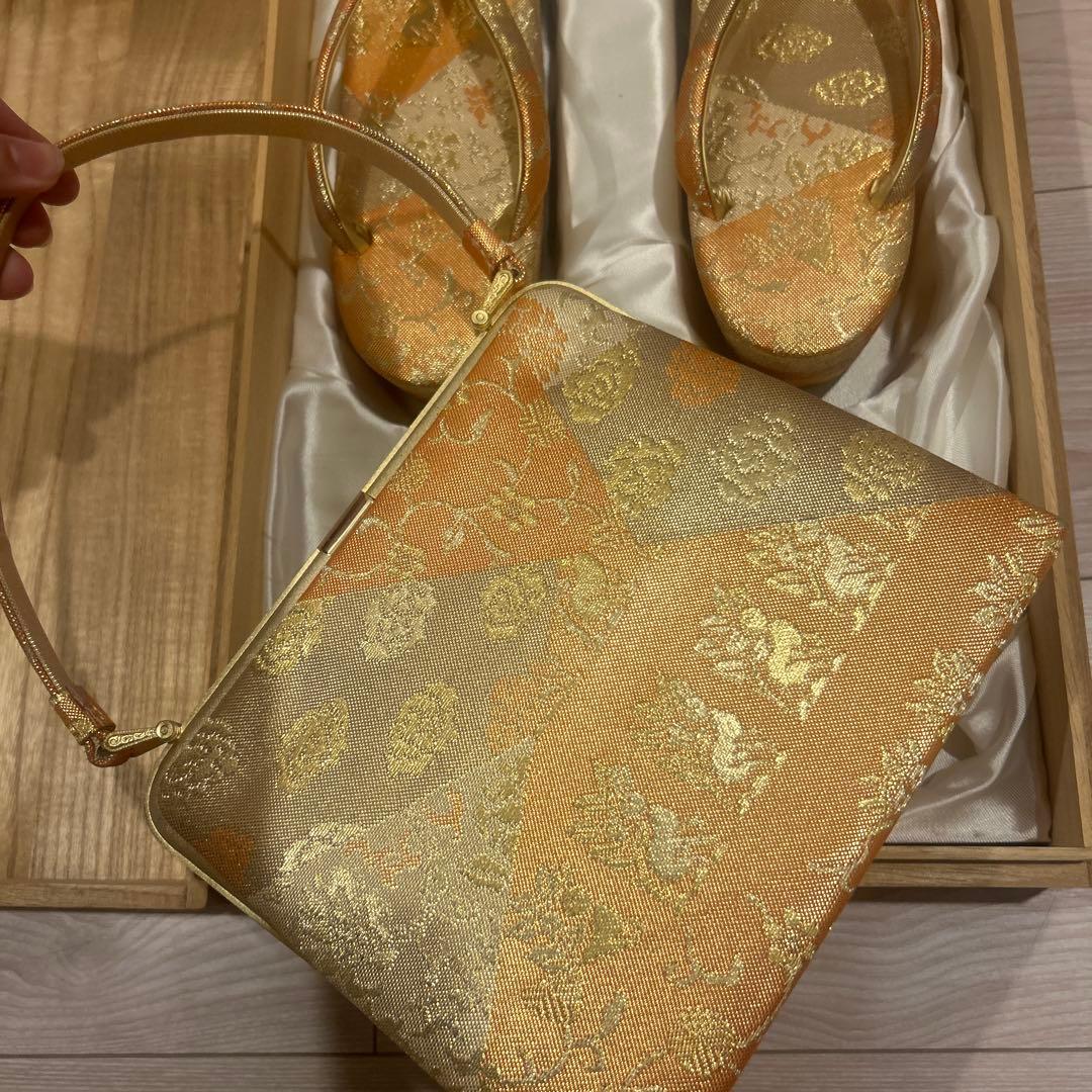 和装用バッグと草履のセット（ゴールド） - メルカリ