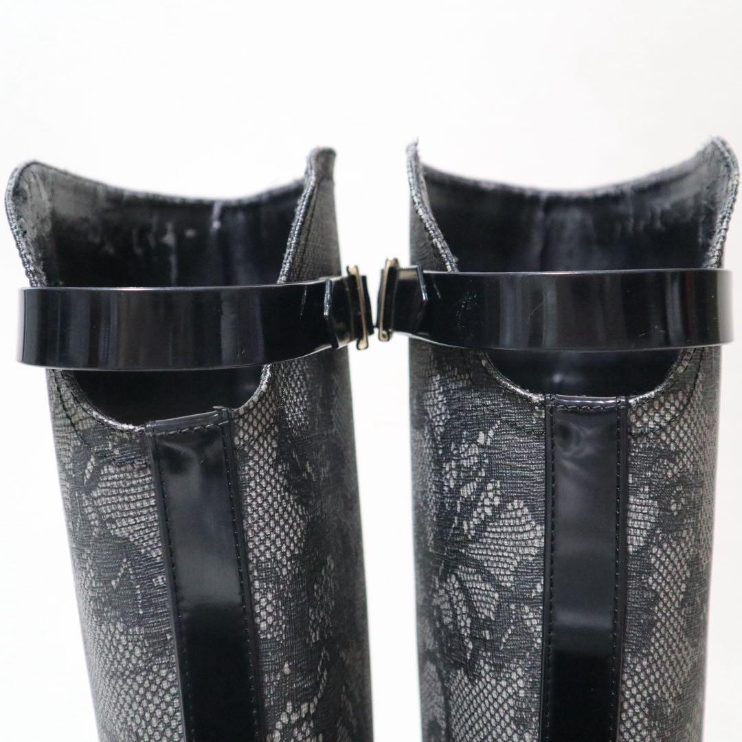 ヴァレンティノ レインブーツ 長靴 レース 刺繍 スタッズ ベルト