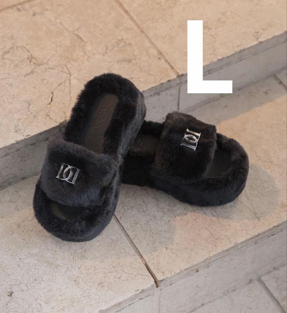 darich ダーリッチ プラットフォームファーサンダル ブラック - メルカリ