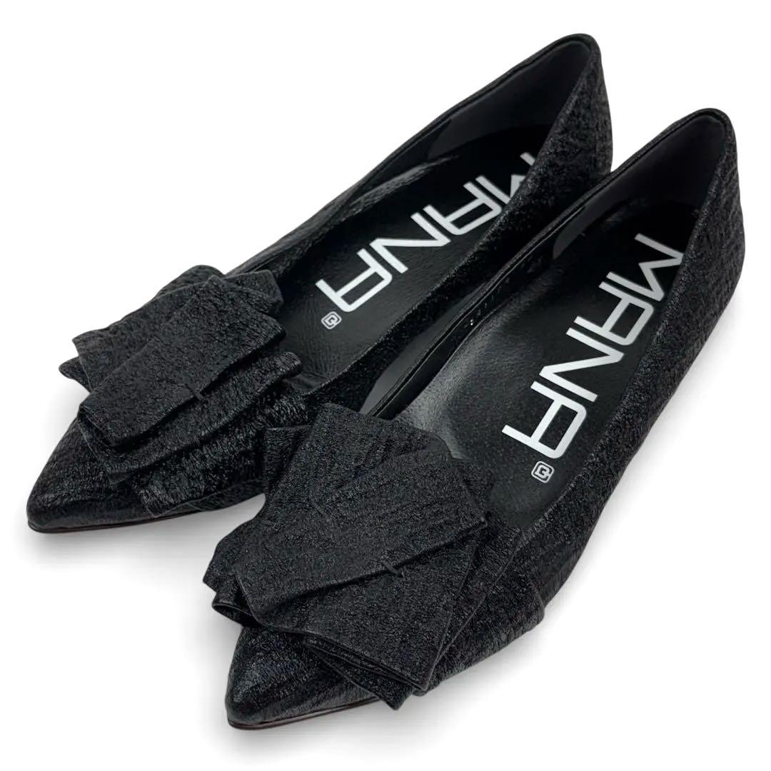 【未使用品】MANA マナ　35 | 22.5cm プリーツ フラット　黒