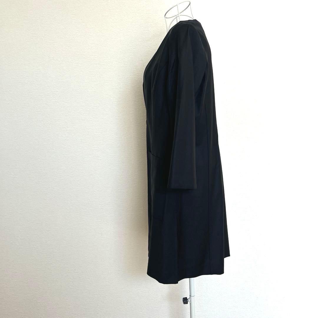 エムフィル M・fil 比翼ノーカラー コート 濃紺 サイズ40 春・秋