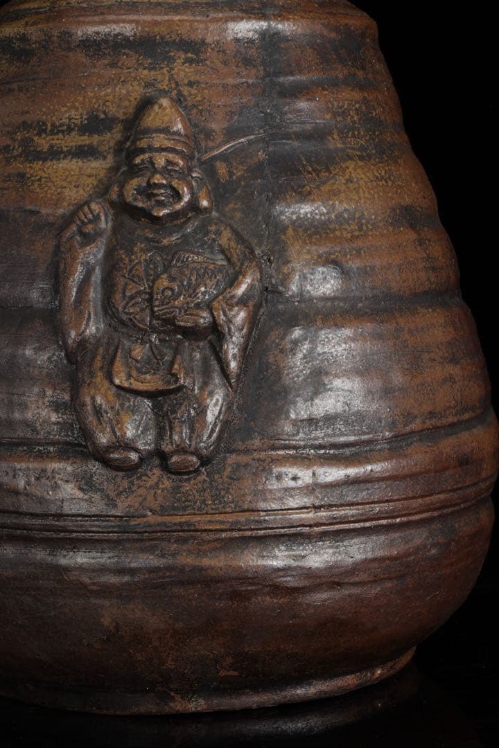 備前焼 古備前 人形大徳利 恵比寿大黒天寿老人 三神人形大徳利 45cm