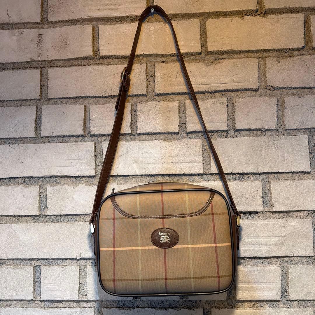 美品】Burberry バーバリー ショルダーバッグ ノバチェック キャンバス