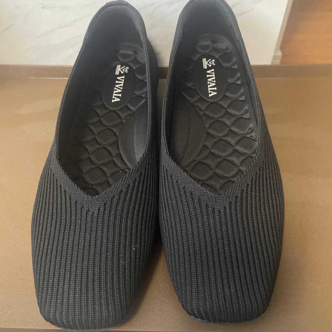 VIVAIA ブラック フラットシューズ37.5 良品】VIVAIA メリージェーン フラットシューズ スクエアトゥ 37.5