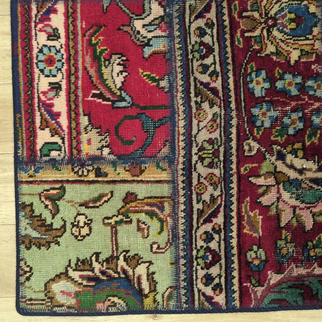 ペルシャ絨毯 パッチワーク アンティーク 202x148手織り クリーニング済み