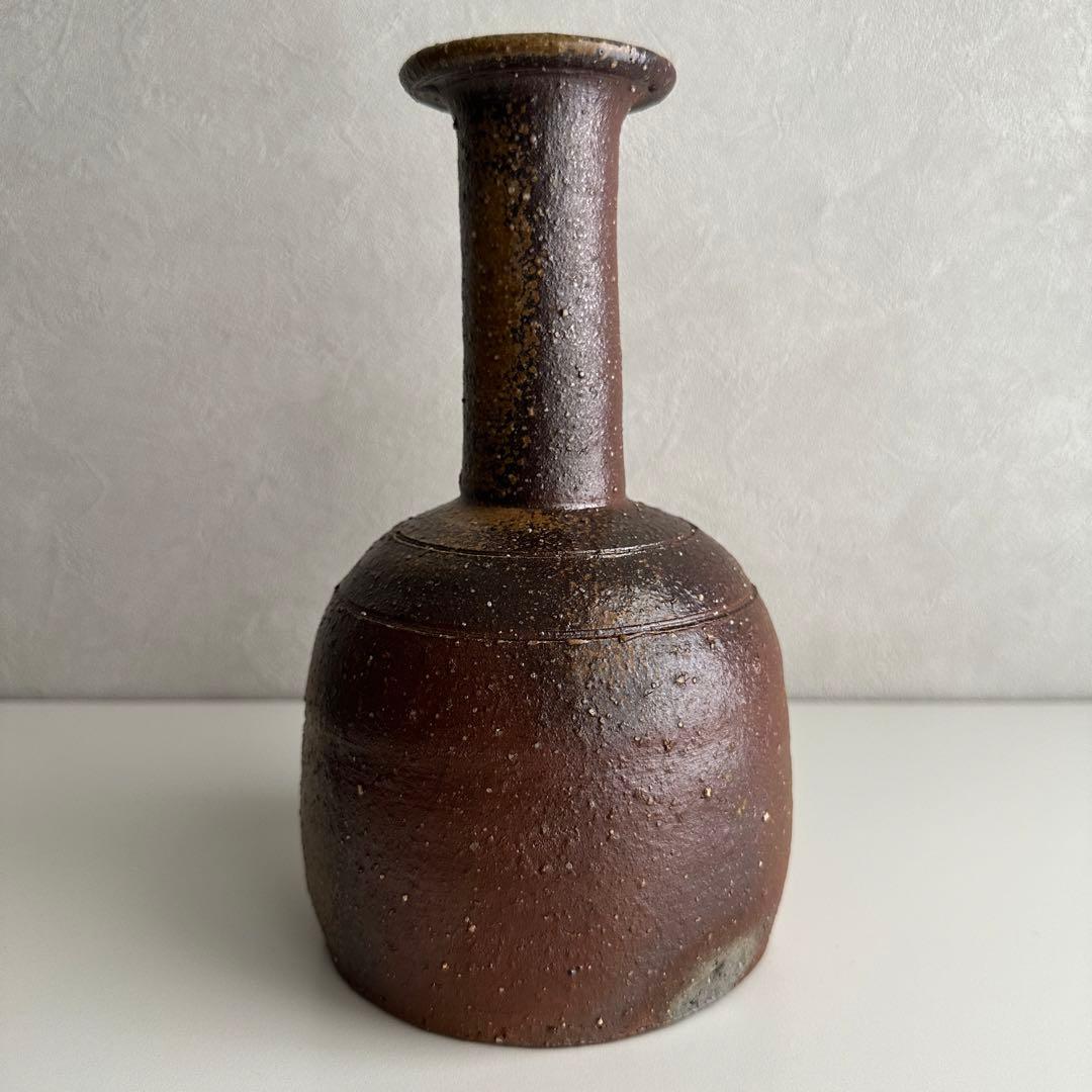 堀江英城 備前 花器 一輪挿 花入 共箱