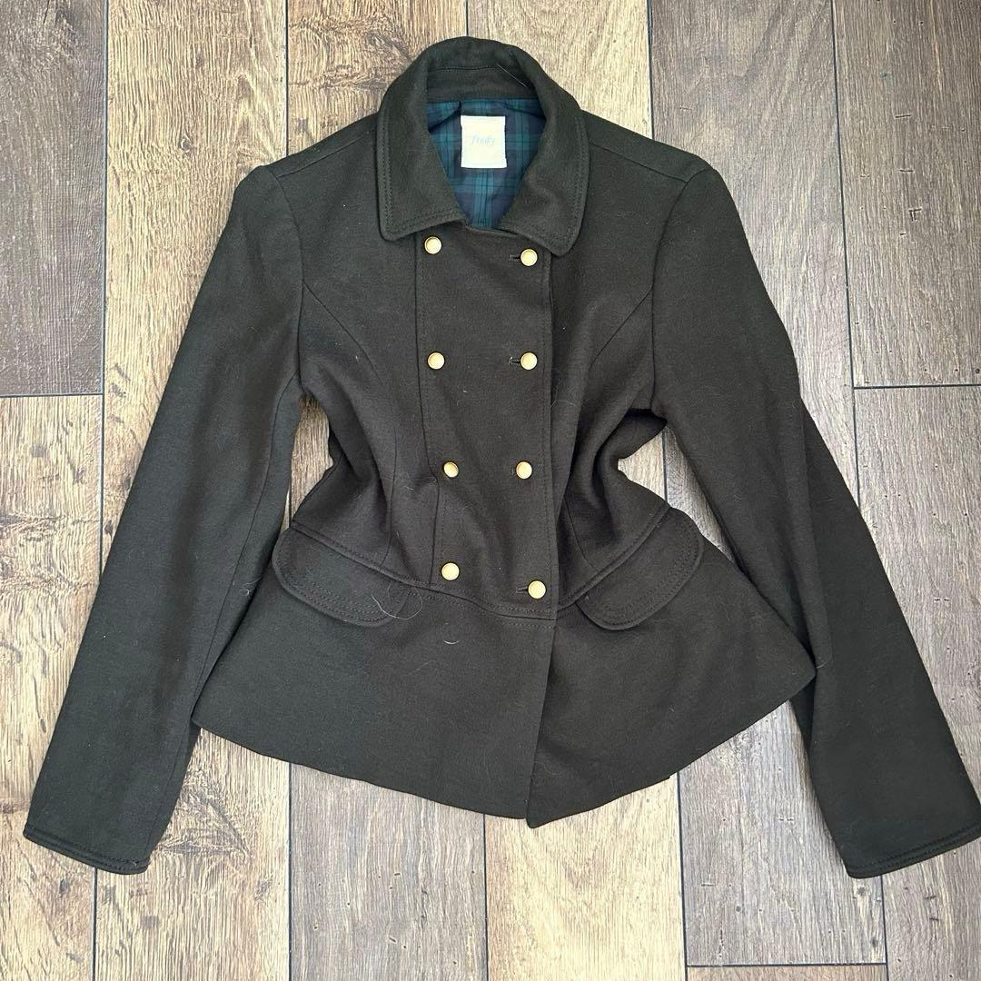 00s y2k ウールくびれピーコート ダークコア フェアリーグランジ 平成