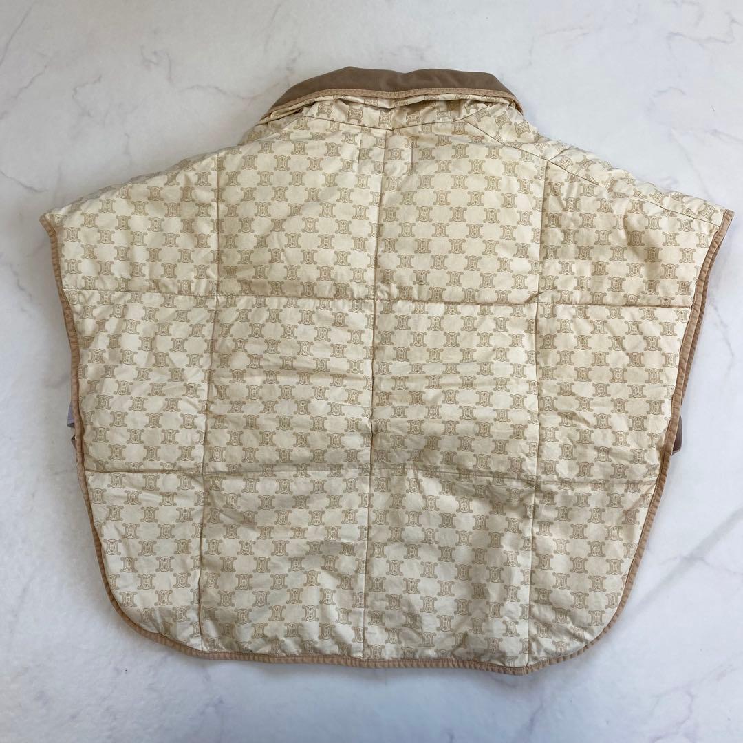 美品☆CELINE セリーヌ マカダム柄 肩掛け ポンチョ 西川ダウンベスト