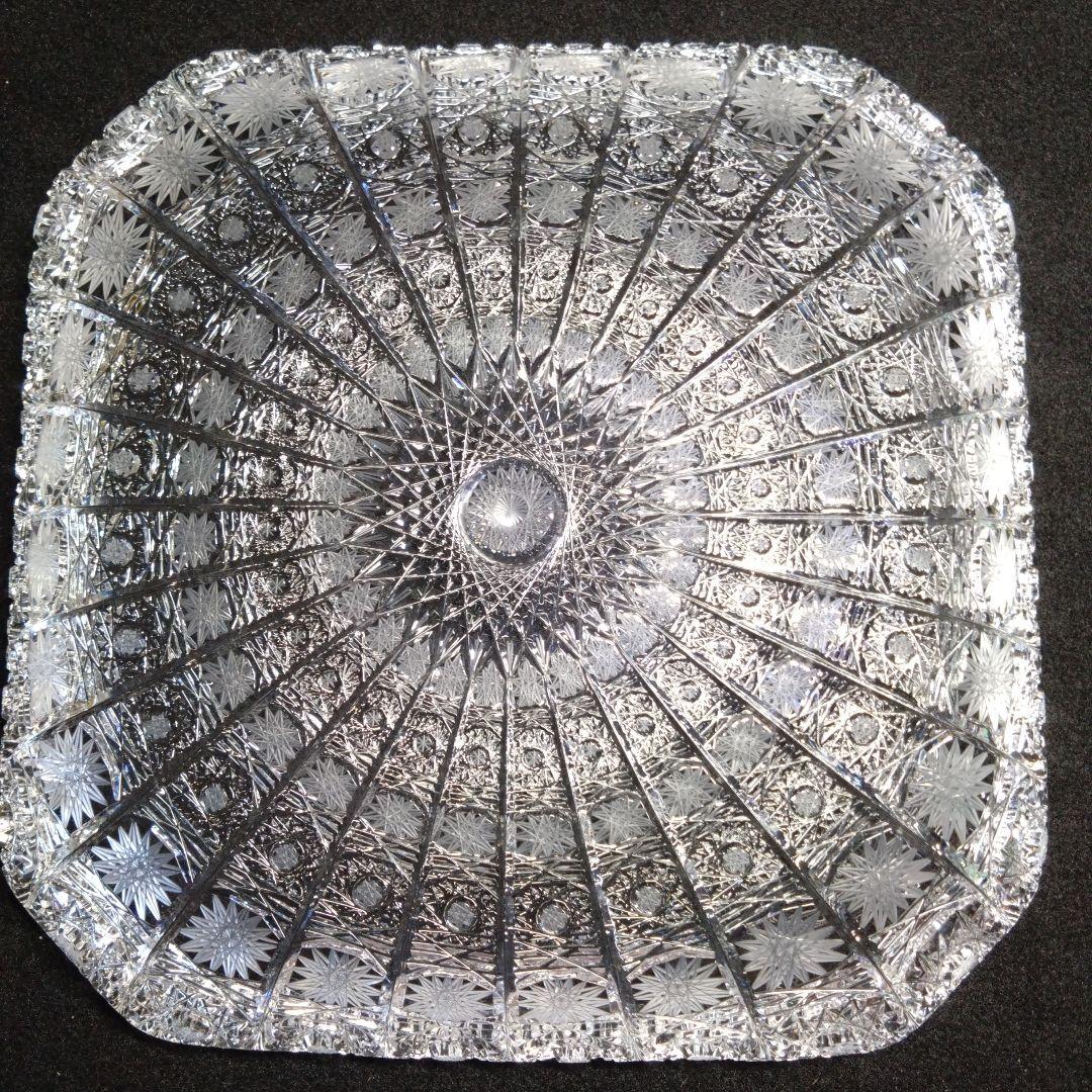 ボヘミア】高級クリスタル プレート 角皿 500PK ハンドメイドカット 美