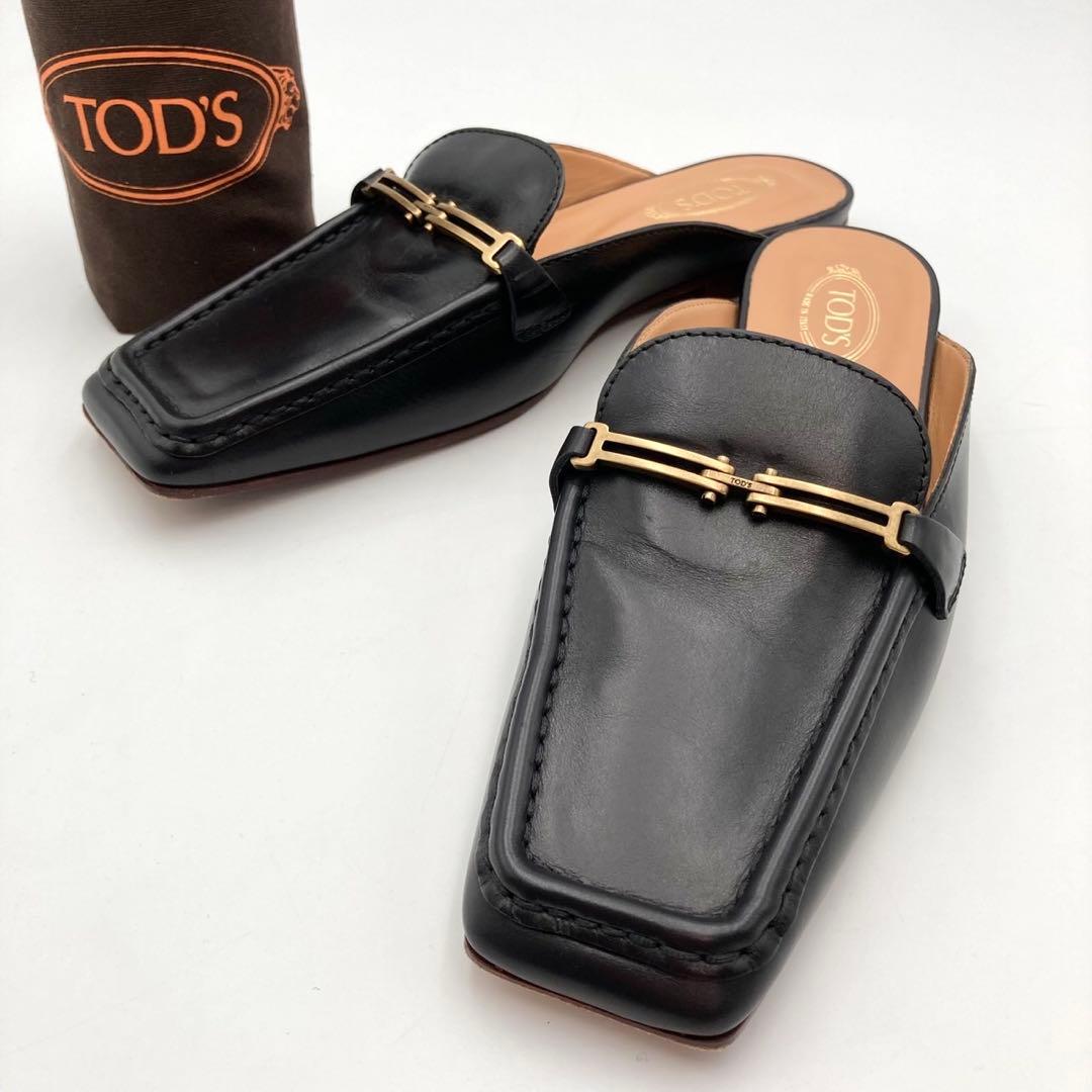 近年！定価10万✨ TOD'S ミュール サボサンダル 黒 レザー 36 高級品