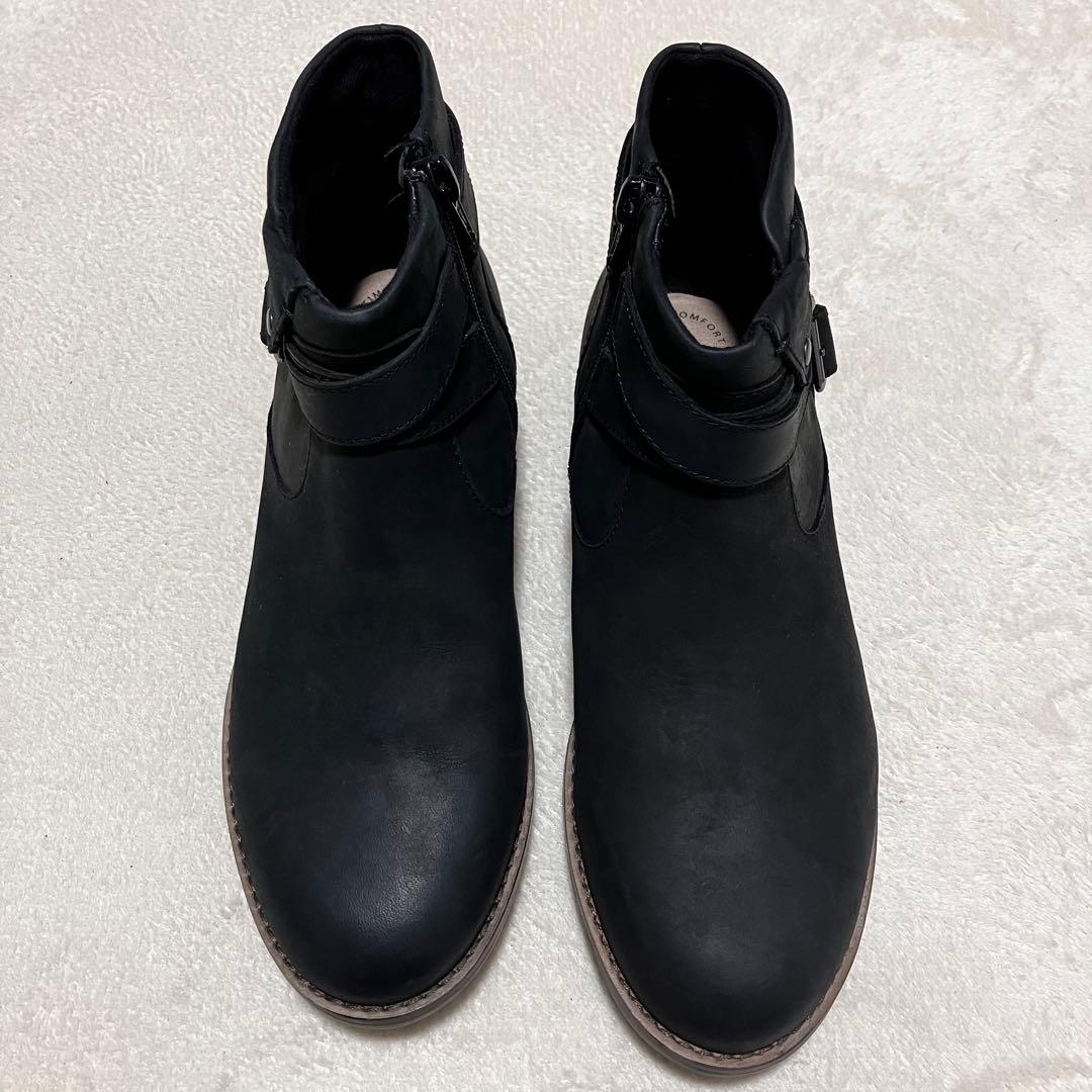 美品✨クラークス カムジン レザーショートブーツ サイドジップ