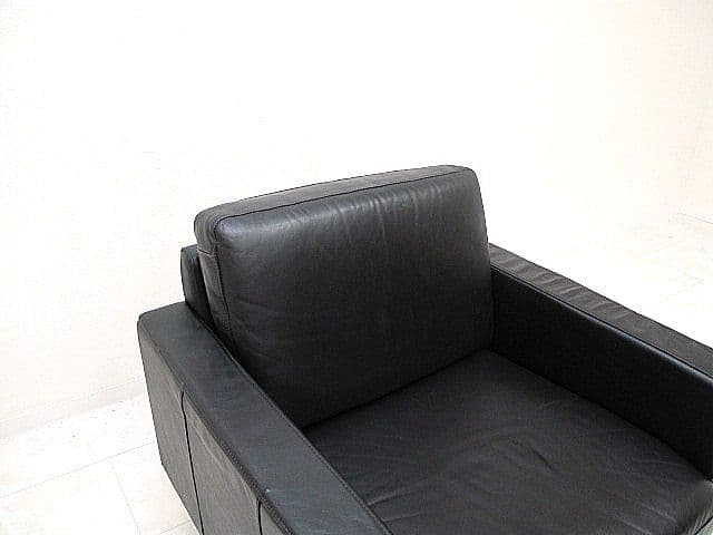 美品 無印良品/MUJI 本革1人掛けソファ 1Pソファ/シングルソファ