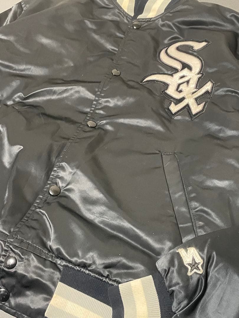 starter 90s ホワイトソックス MLB ブラック スタジャン 刺繍ロゴ