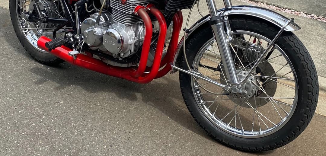 CB400F FOUR ショート管 集合管 70パイ 赤 マフラー ヨンフォア - メルカリ