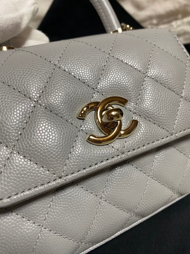 CHANEL シャネル ココハンドルミニ 14.5㎝ グレー - メルカリ