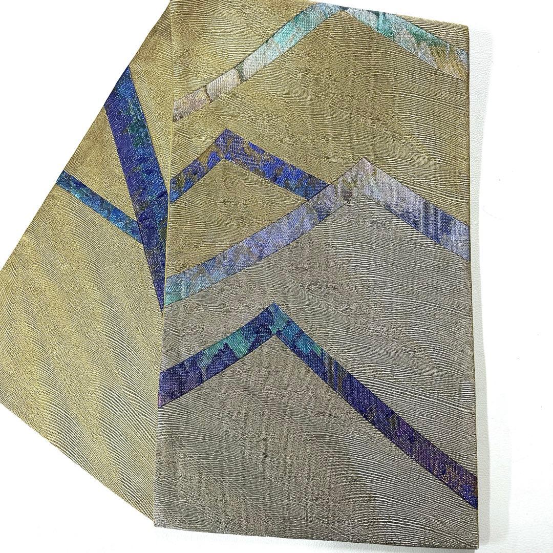 帯6325 ○高級 正絹 佐波理綴 織の宝石 ダイヤモンドカット 袋帯 きり