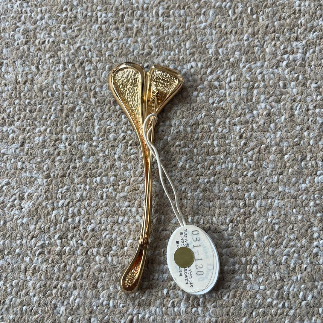 Dior ディオール ゴールド ラインストーン ヴィンテージ ブローチ