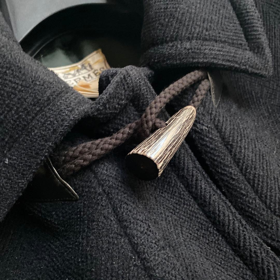 希少】HERMES エルメス ダッフルコート ヴィンテージ 50 ブラック 黒
