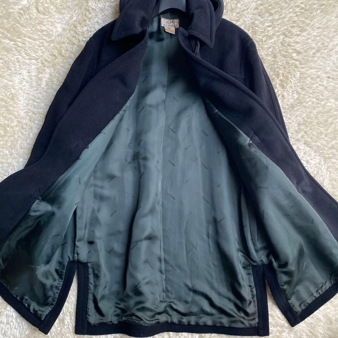 希少】HERMES エルメス ダッフルコート ヴィンテージ 50 ブラック 黒