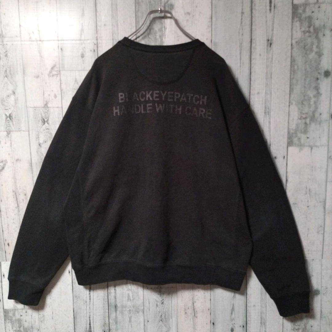 j66【人気Lサイズ】ブラックアイパッチ 刺繍ロゴ スウェット 入手困難