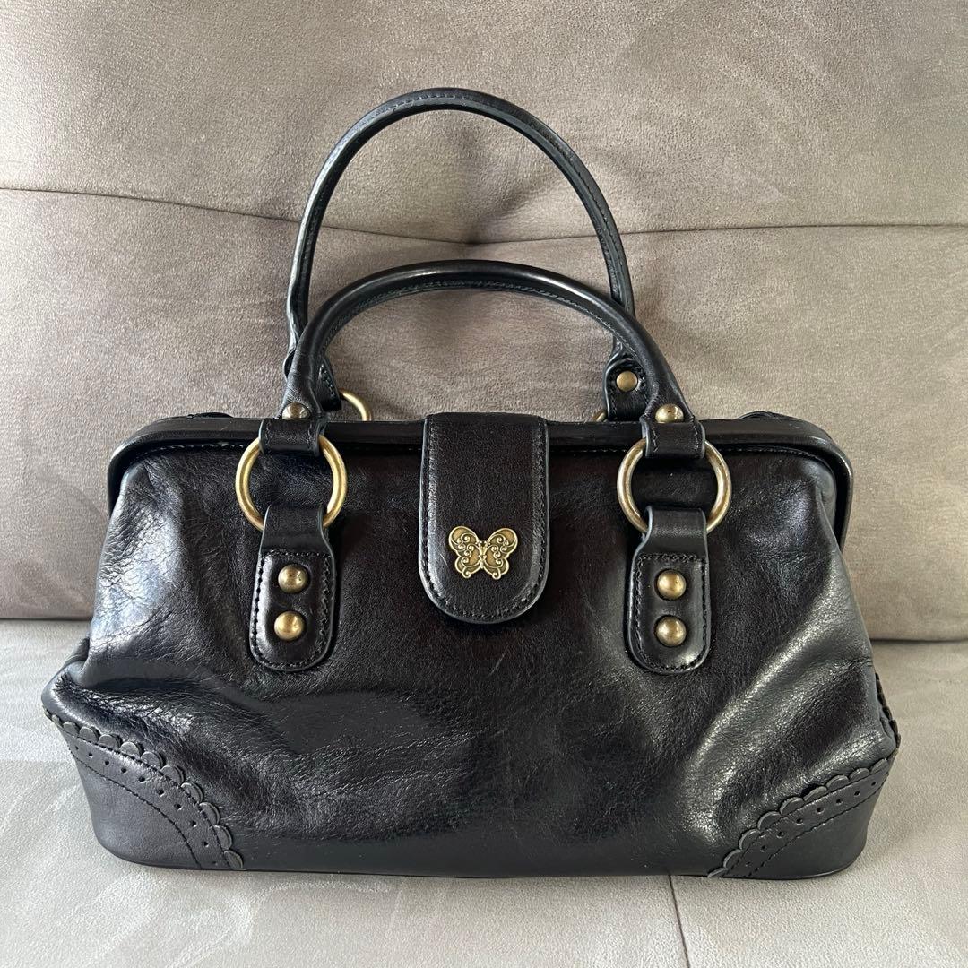 廃盤希少 ANNA SUI アナスイ ダレスバッグ ドクターズバッグ レザー 黒