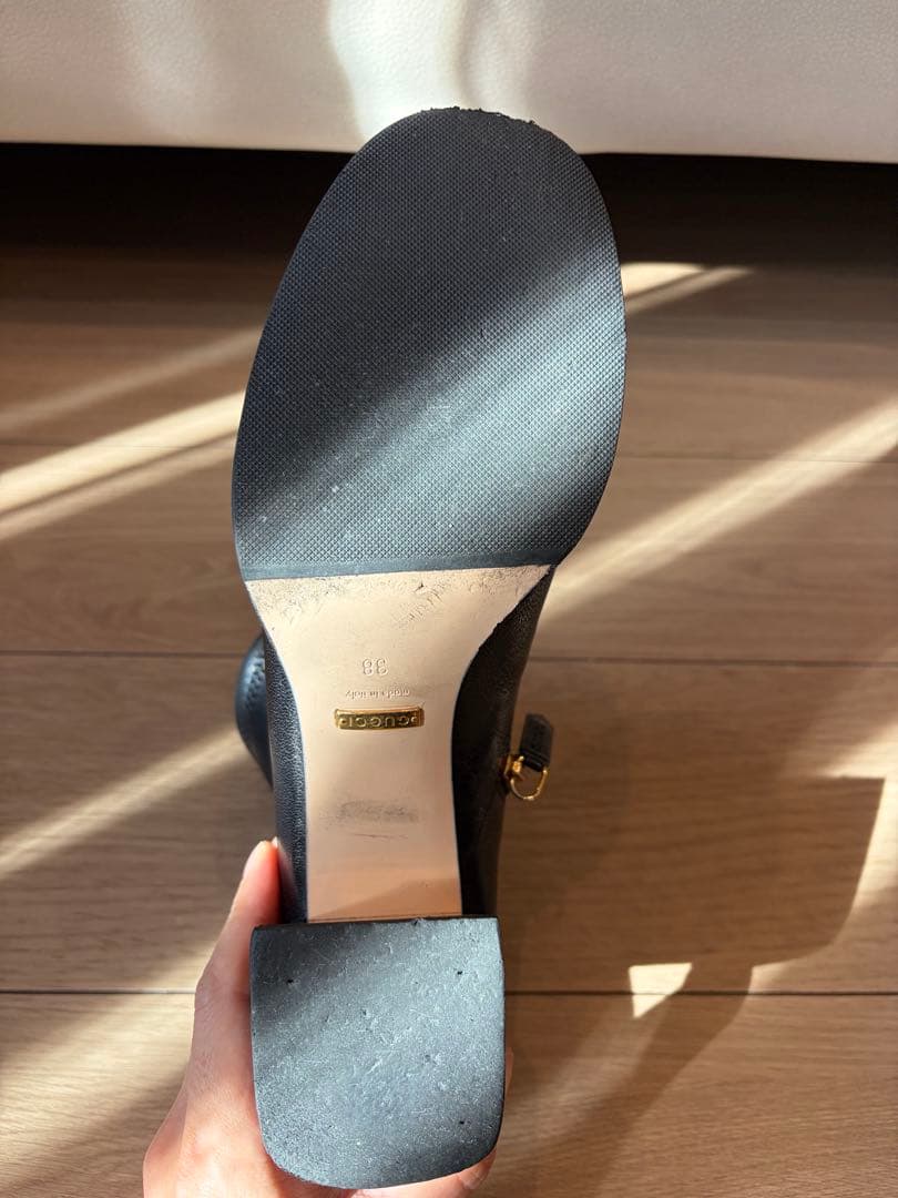 最終価格】GUCCI ホースビット ブロックヒールショートブーツ 38 - 靴安い