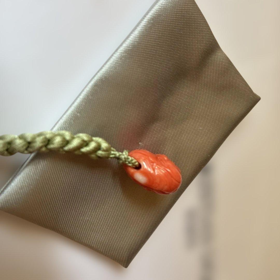 谷口康隆 珊瑚 根付 おかめ ひょっとこ 両面彫チャーム ストラップ